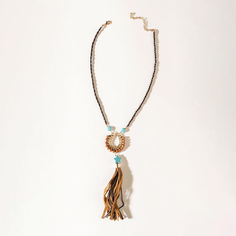 Whip & Whisper Necklace in Saddle Tan