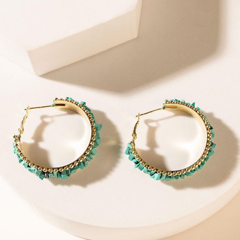 Myra Howlite Halo Earrings in Mineral Teal