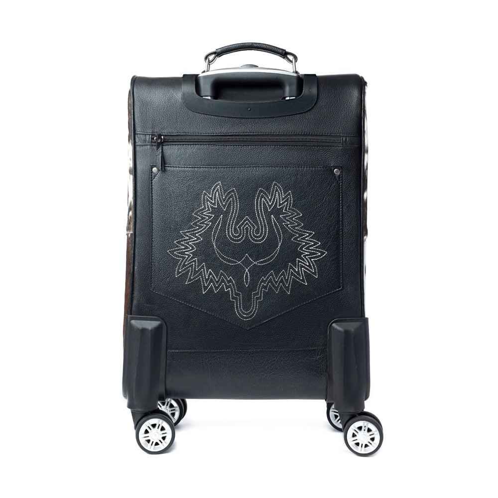Myra Prairie Shadow Handtooled Hairon Leather Trolley in Stallion Noir