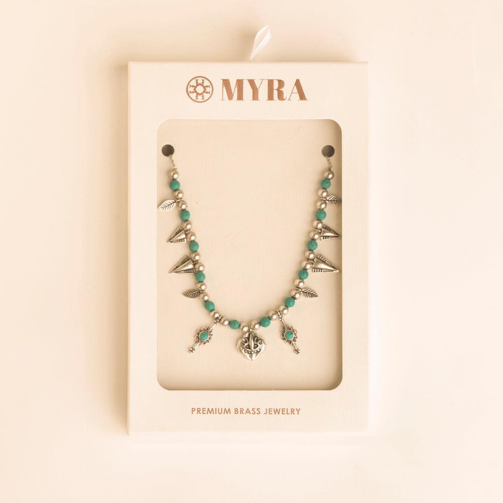 Myra Feather Song Necklace in Nomad Blue