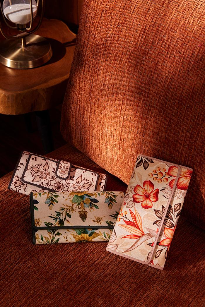 Myra Vanilla Vine Woven Wallet in Sepia Bloom