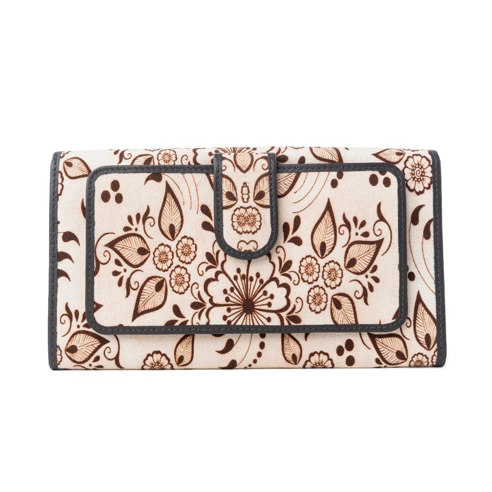 Myra Vanilla Vine Woven Wallet in Sepia Bloom