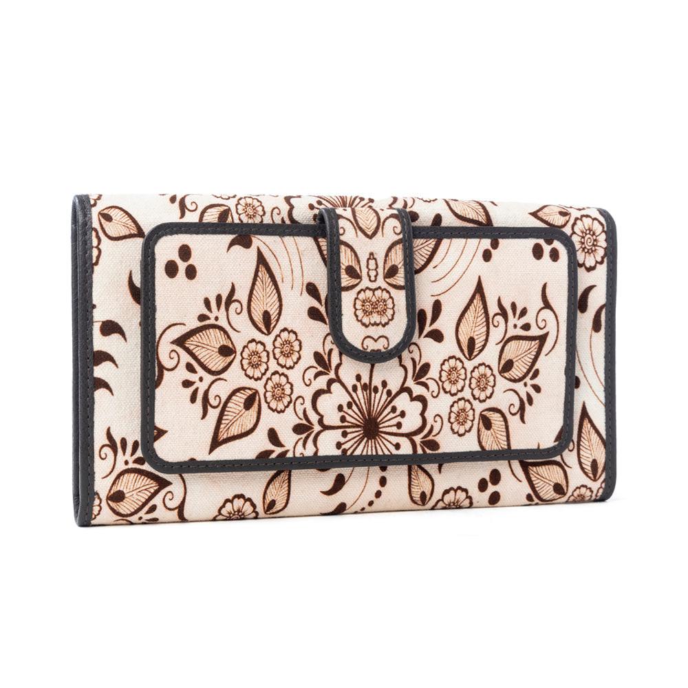 Myra Vanilla Vine Woven Wallet in Sepia Bloom