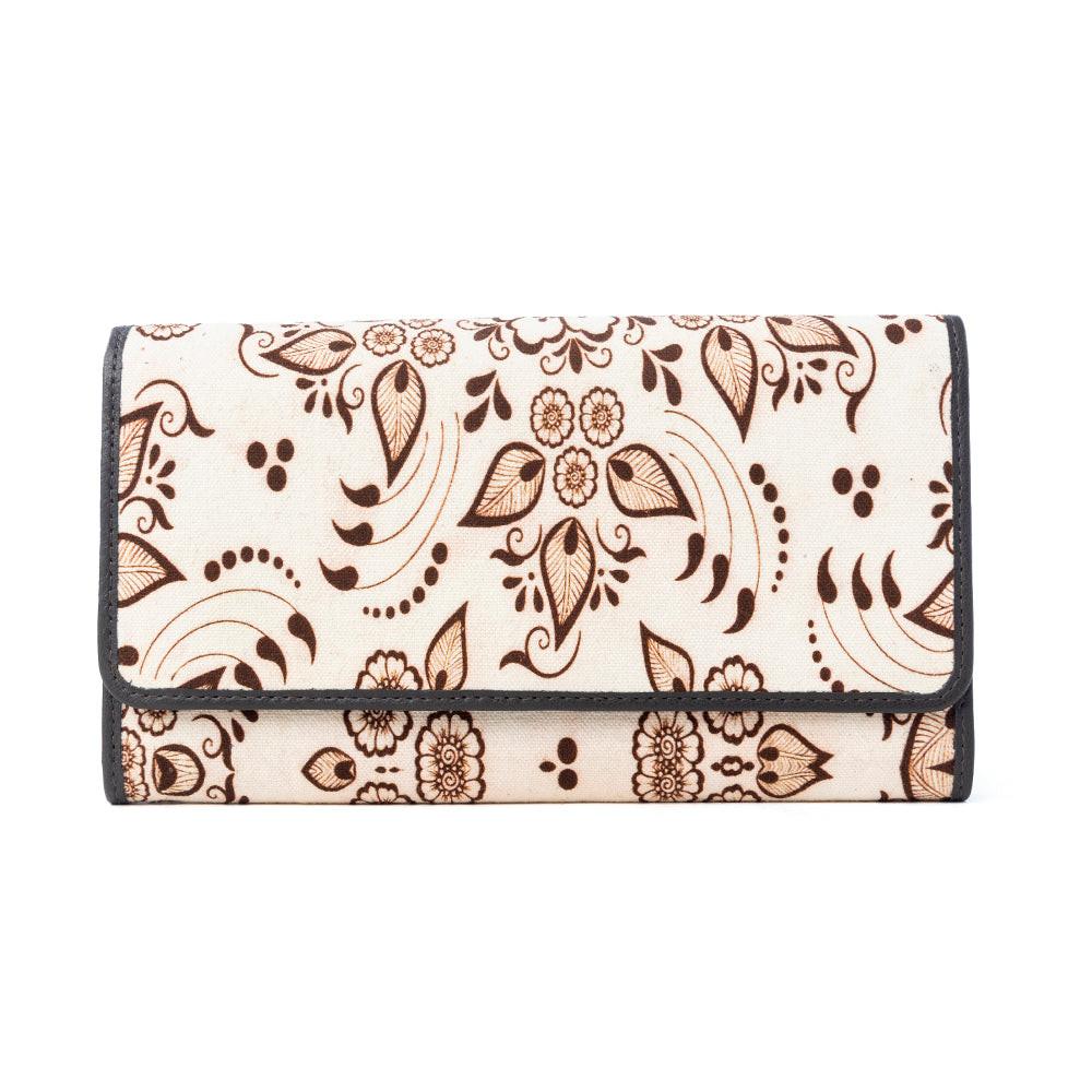 Myra Vanilla Vine Woven Wallet in Sepia Bloom