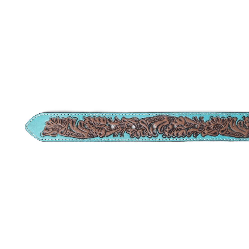 Barrel Bloom Leather Belt in Mahogany Brown