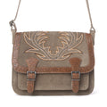 Myra Amberwood Suede Leather Boot Embroidered Bag in Olive Taupe