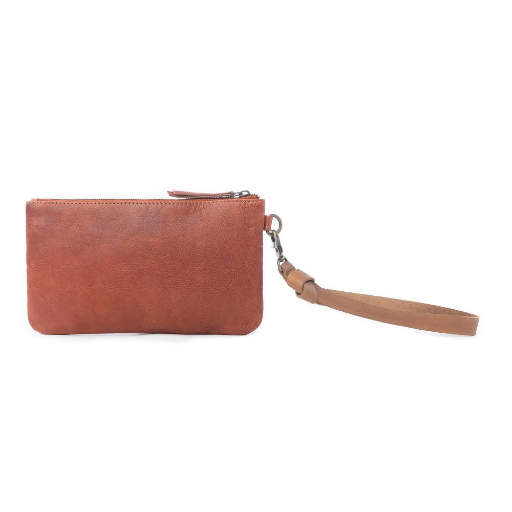 Myra Nova Point Studded Wash Leather Pouch in Bronzed Amber
