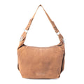Myra Rustwood Suede Leather Shoulder Bag in Oak Brown