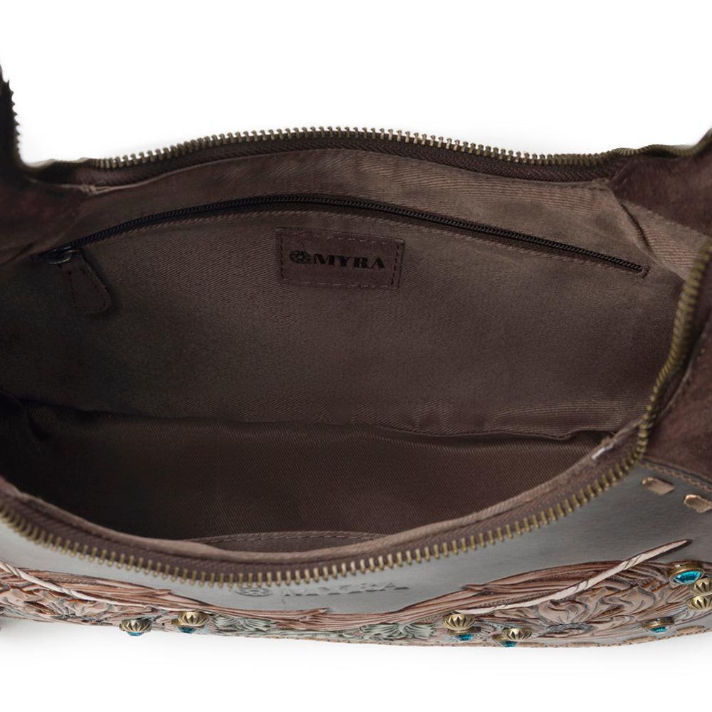 Myra Sierra Grove Handtooled Leather Bag in Deep Espresso