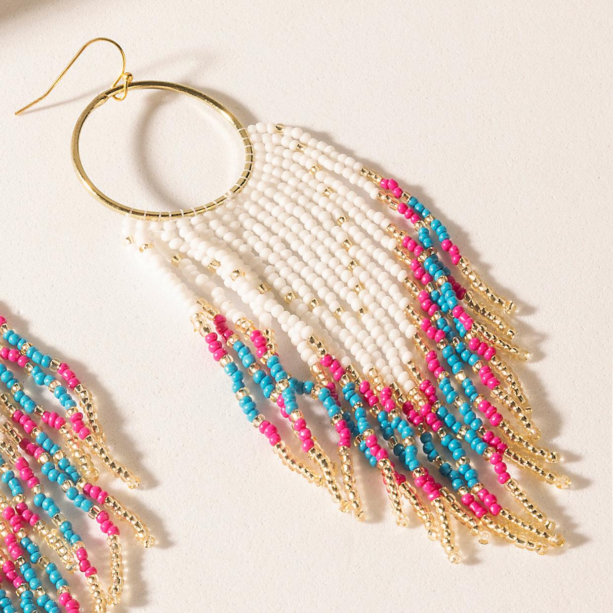 Myra Vaquera Glow Fringe Earrings in Fuchsia Bloom