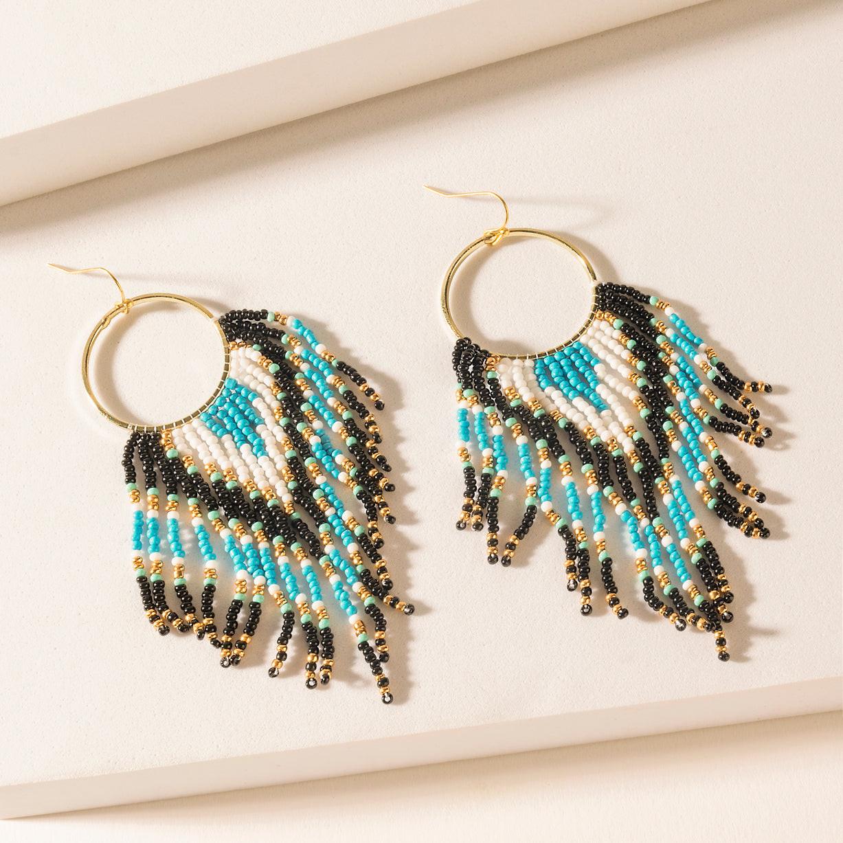 Myra Blueflare Fringe Earrings in Azure Mist