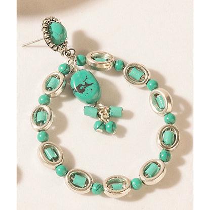 Myra Frosted Jewel Earrings in Sierra Vein Blue