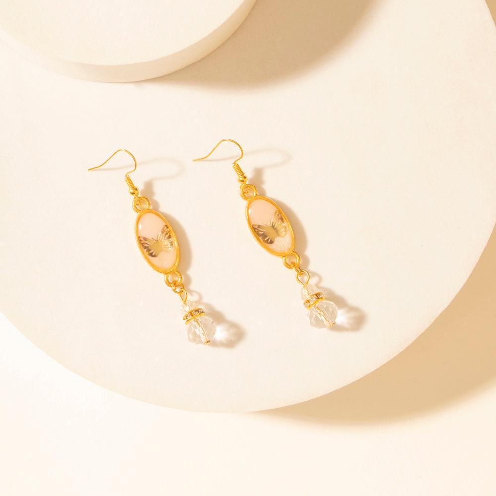 Myra Honey Crystal Dangle Earrings in Dawn Blush