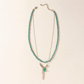 Myra Feathered Sage Necklace in Range Blue