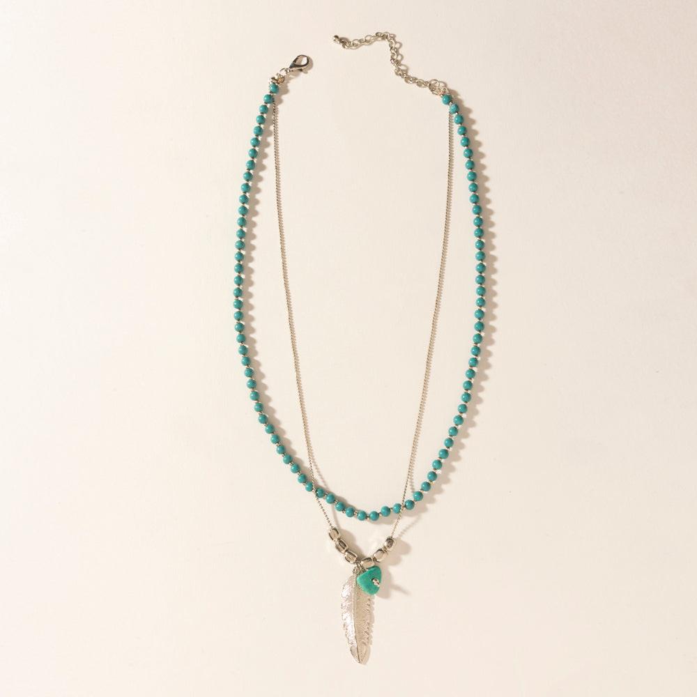 Myra Feathered Sage Necklace in Range Blue