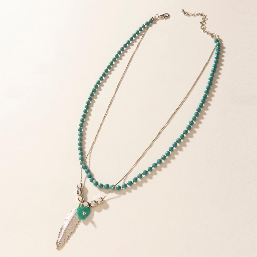 Myra Feathered Sage Necklace in Range Blue