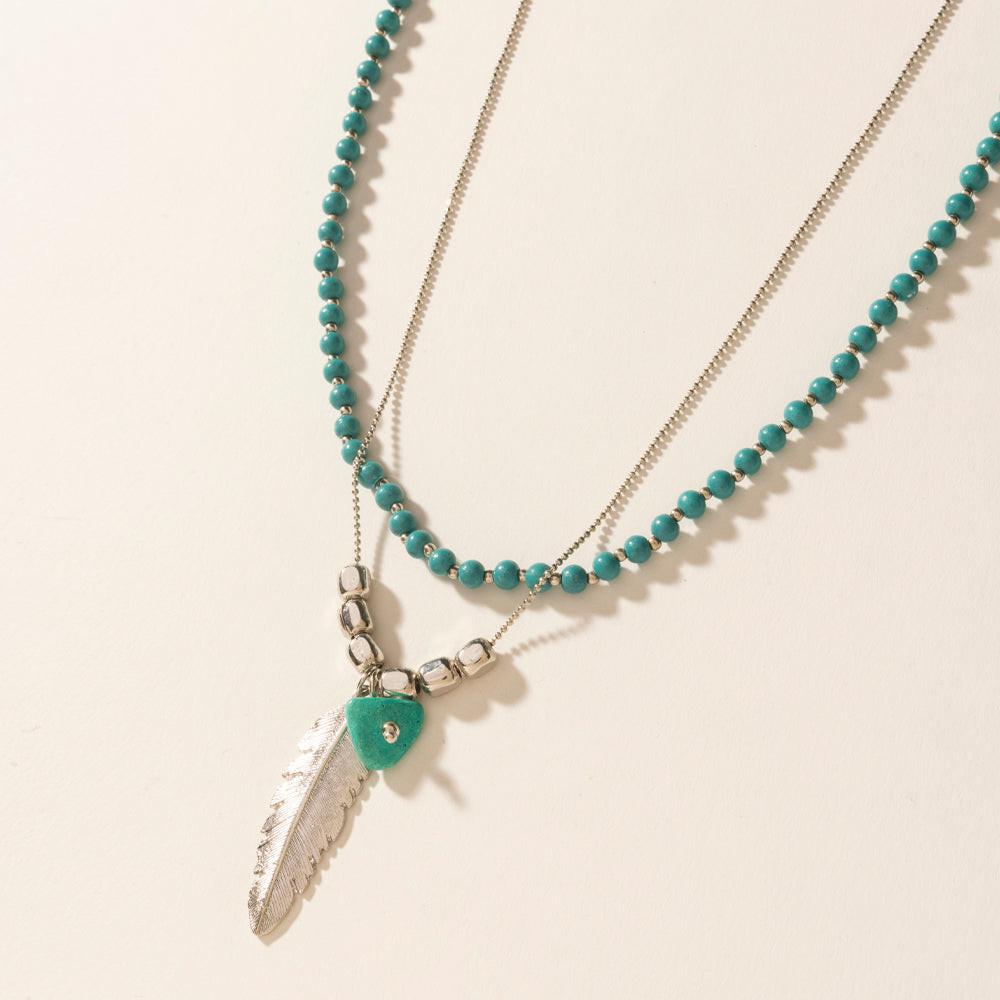 Myra Feathered Sage Necklace in Range Blue