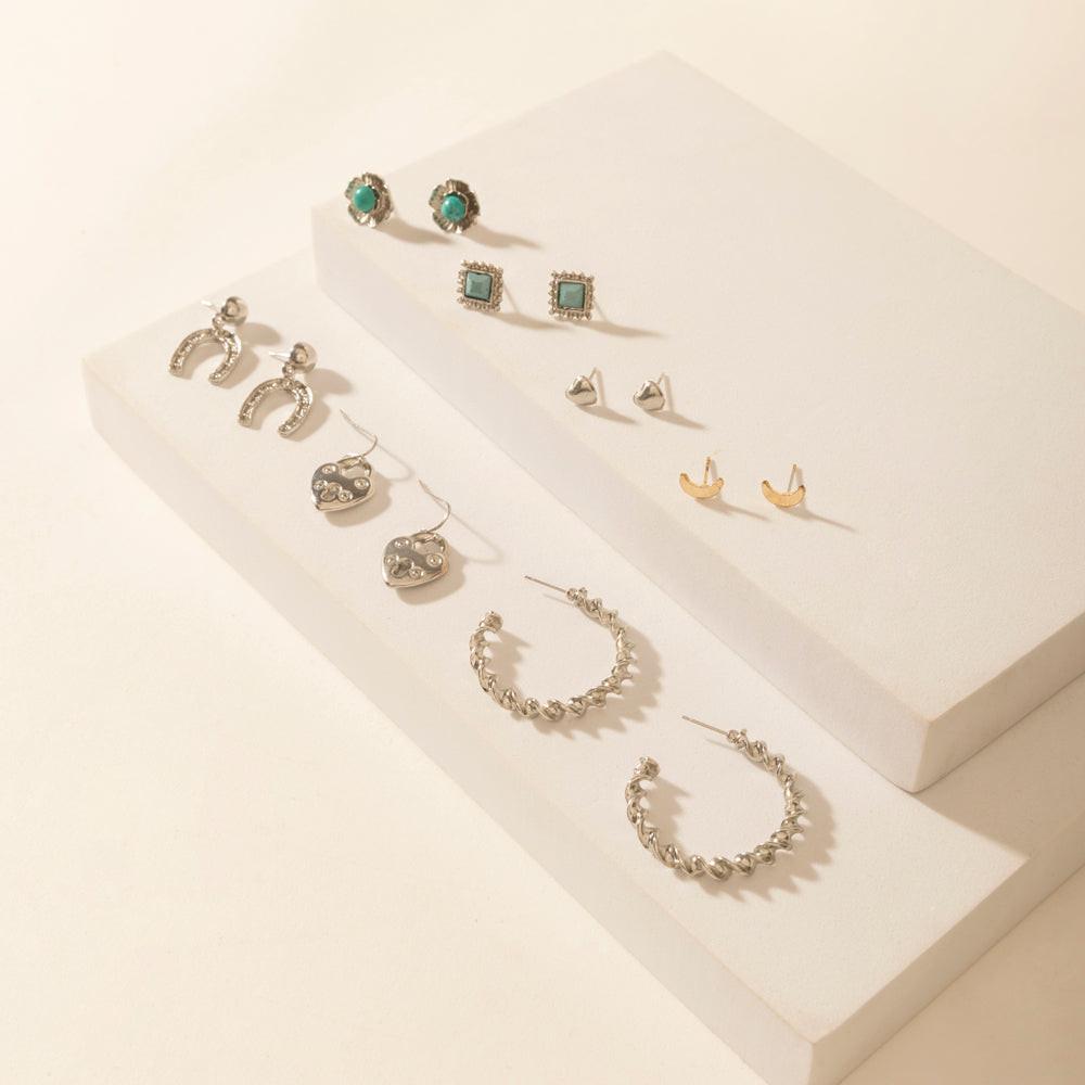 Myra Moonbeam Earrings Set in Silver Shine