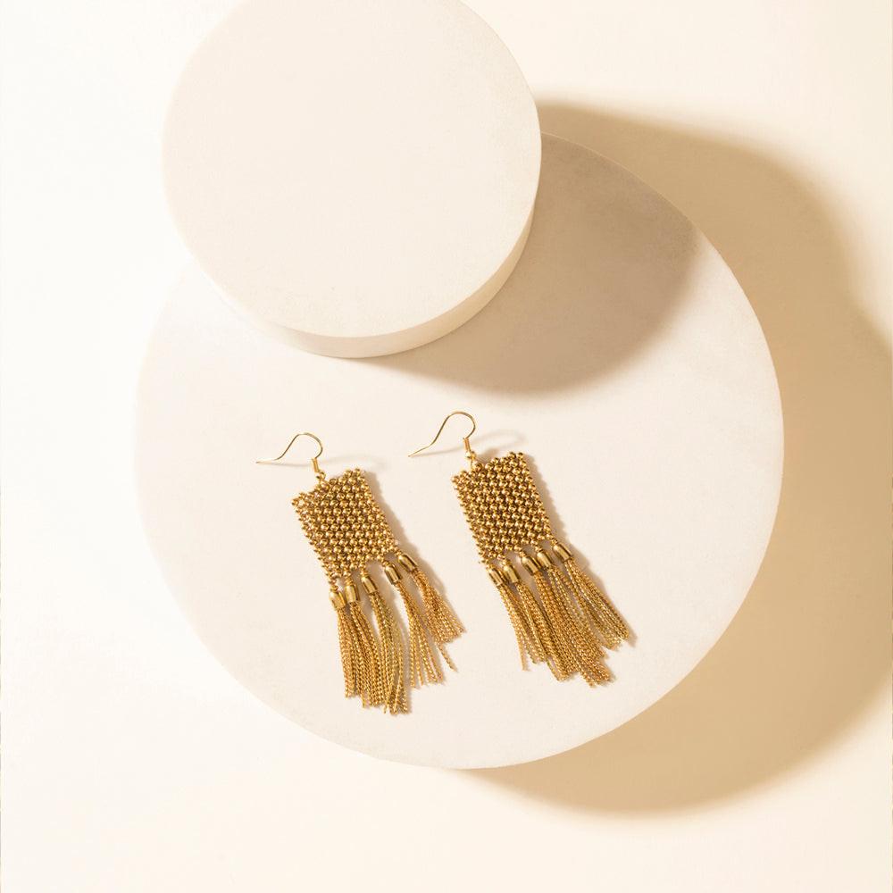 Myra Lanternlight Tassel Earrings in Chime Gold