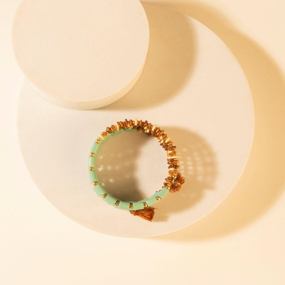 Myra Chaparral Sky Bead Bracelet in Blue Sage
