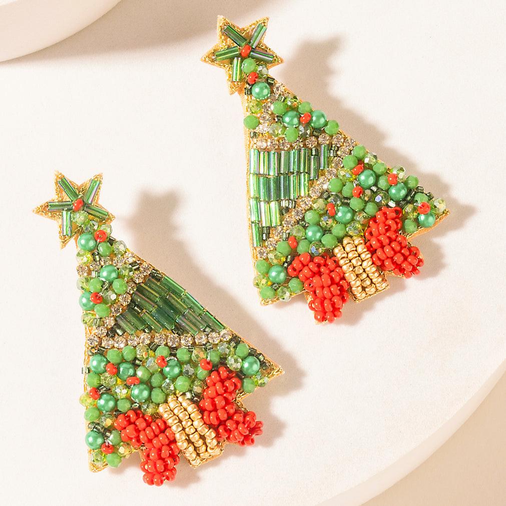 Myra Starry Noel Charm Earrings in Pine Green