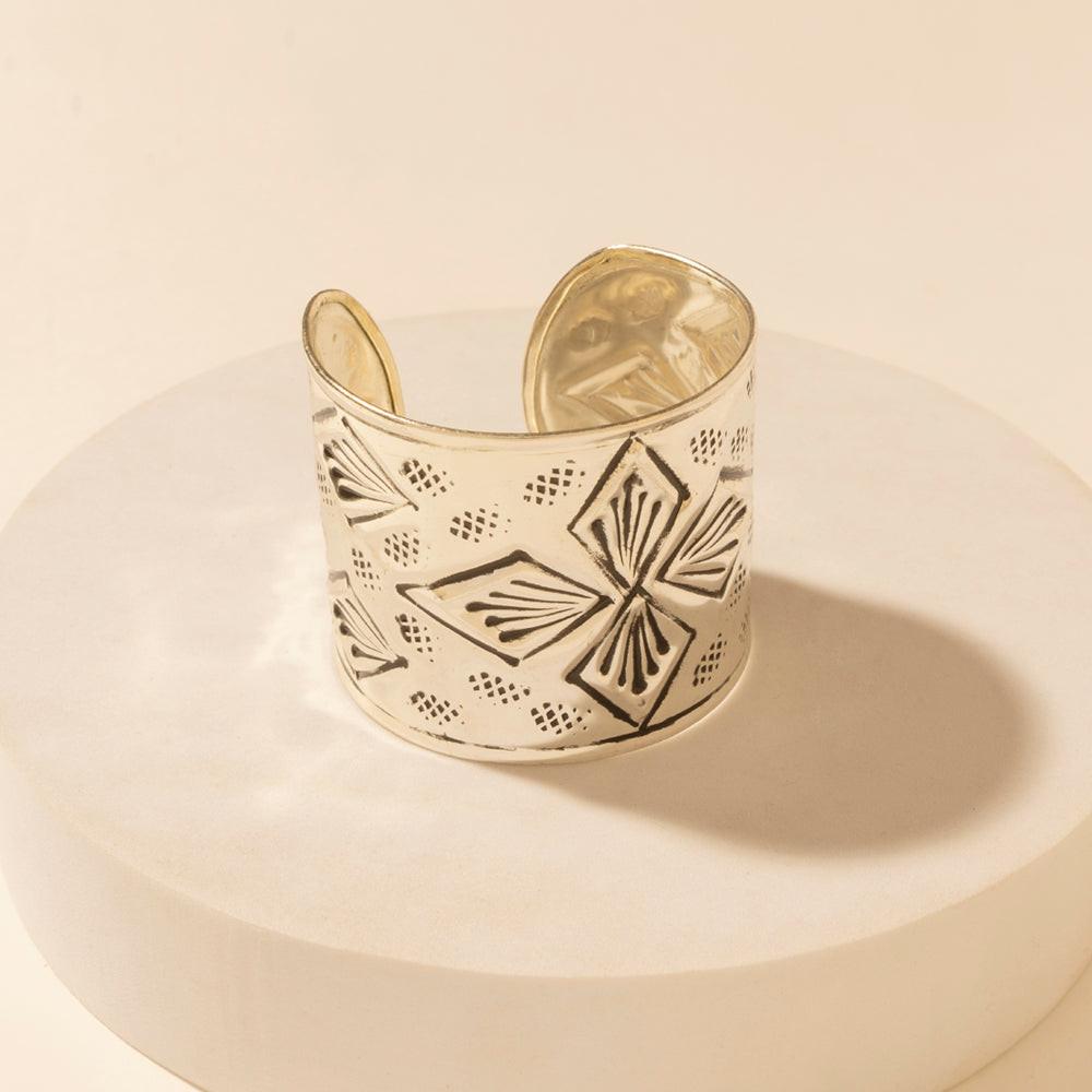 Myra Nomad Glyph Cuff in Mesa Silver