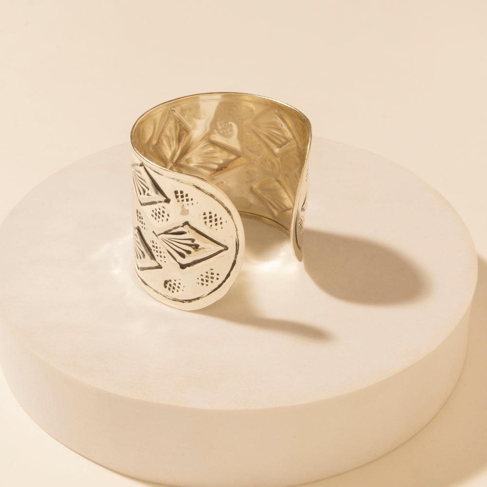 Myra Nomad Glyph Cuff in Mesa Silver