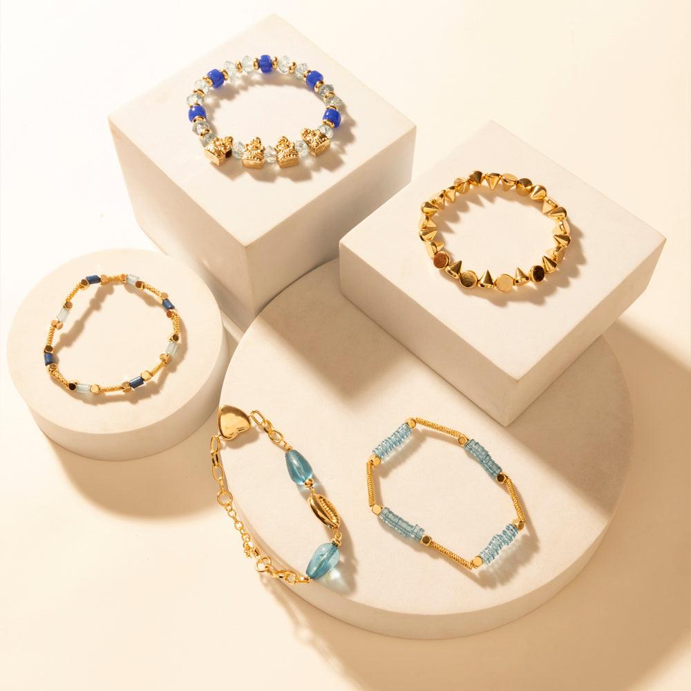Myra Gilded Lasso Stack Bracelet in Arena Blue