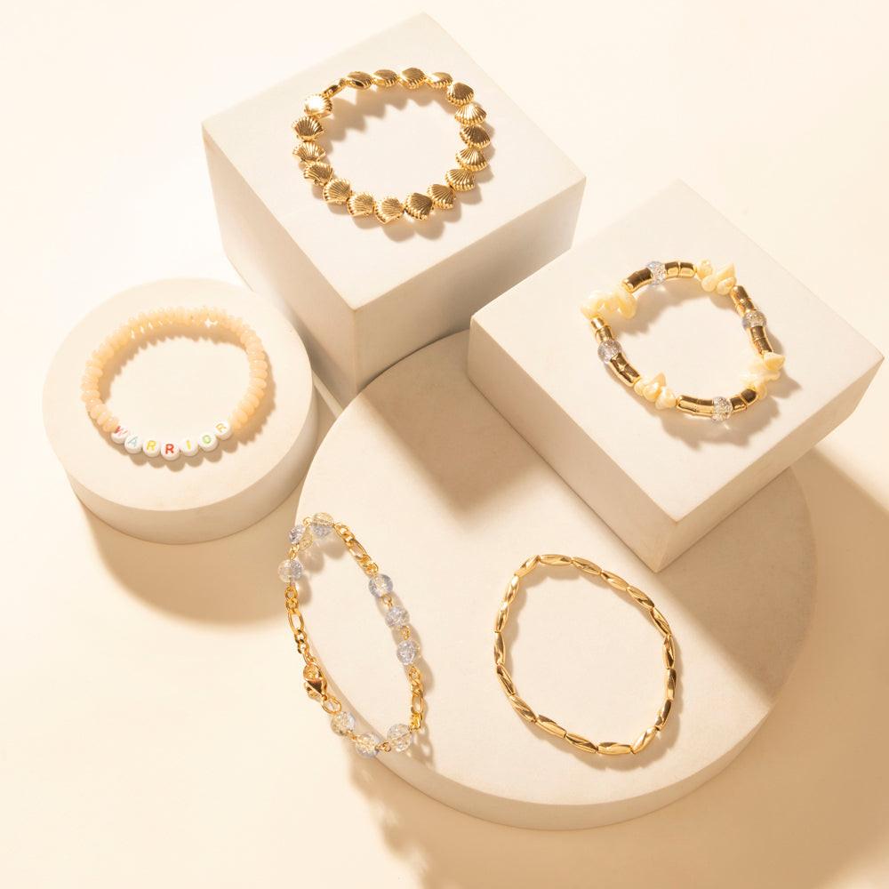 Myra Gulf Shell Stack Bracelet in Dune Gold