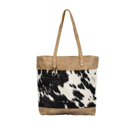 Cocoa-Leder- und Hairon-Tasche