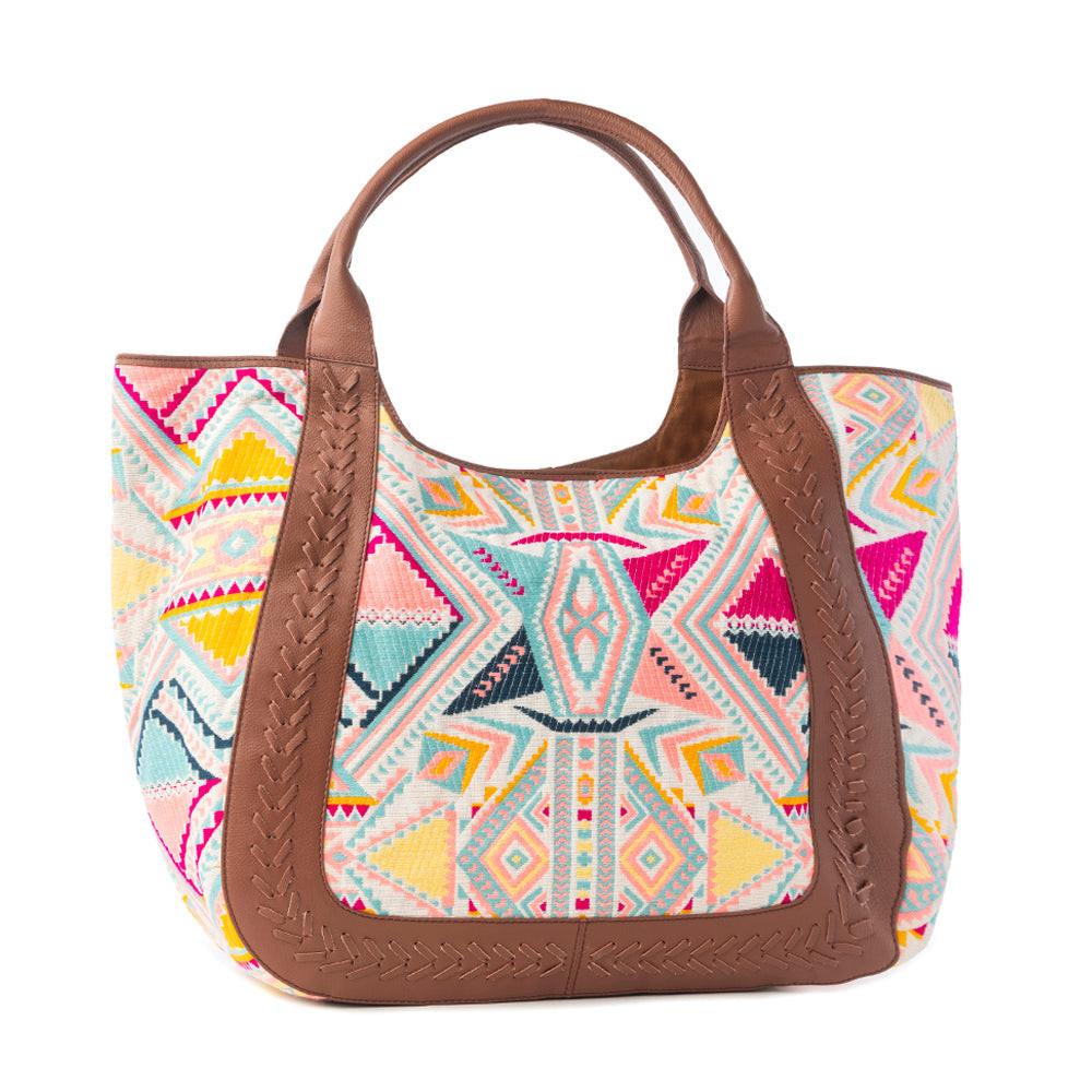 Myra Sedona Horizon Jacquard Tote Bag in Sunset Coral