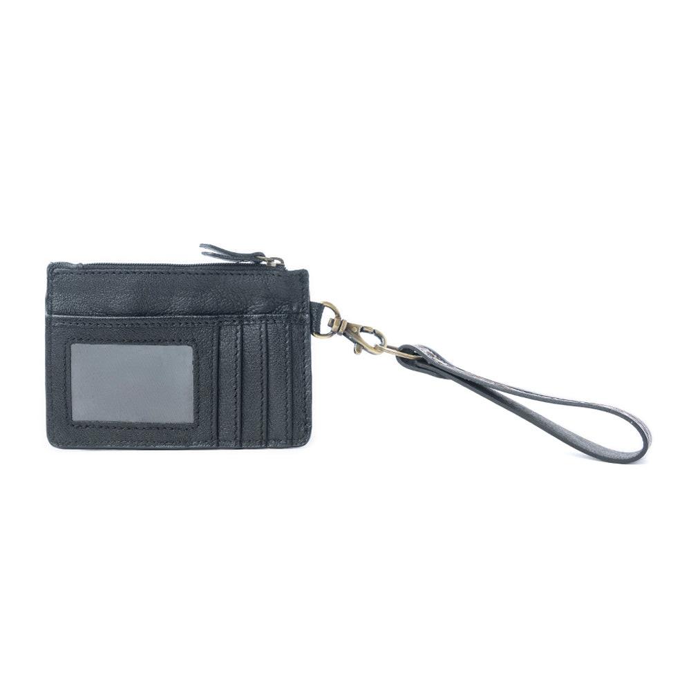 Myra Wildflower Mesa Handtooled Hairon Leather Card Holder In Prairie Amber