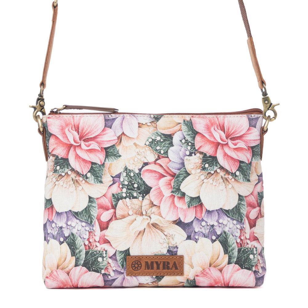 Myra Wildflower Trail Cotton & Leather Crossbody Bag in Vintage Rose