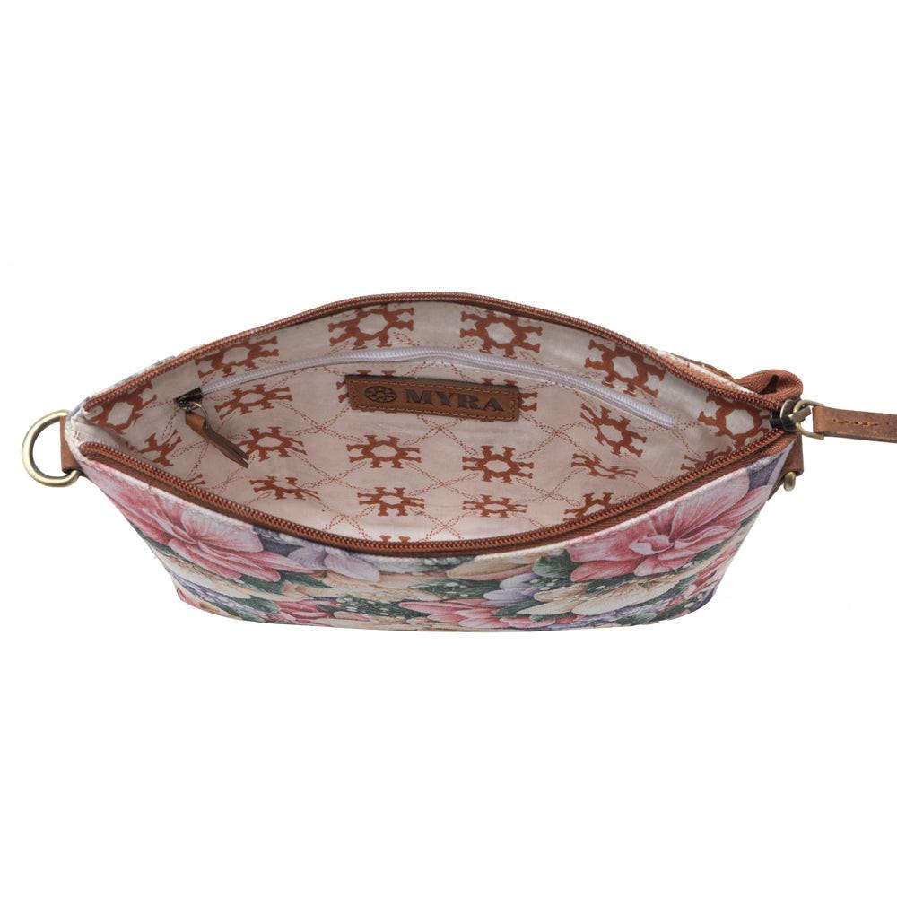 Myra Wildflower Trail Cotton & Leather Crossbody Bag in Vintage Rose