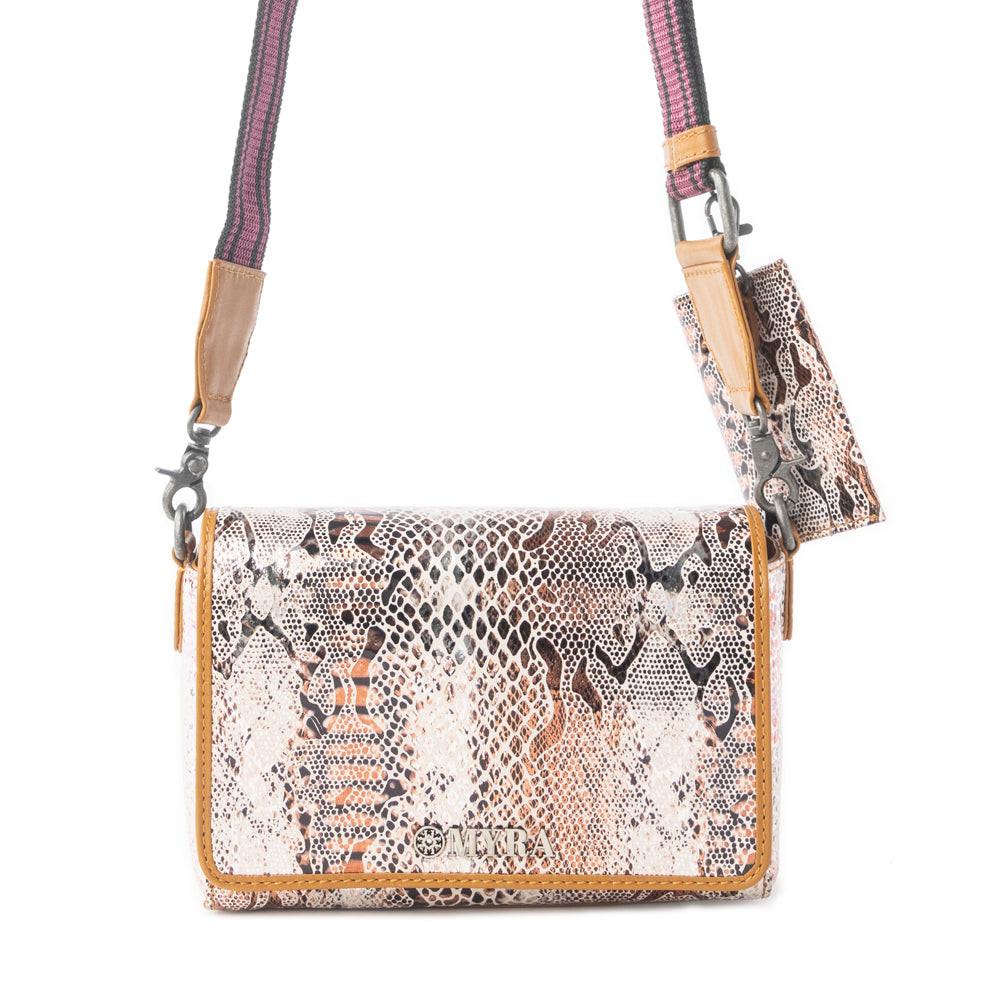 Myra Elysian Charm Leather Shoulder Bag in Onyx Snake Print