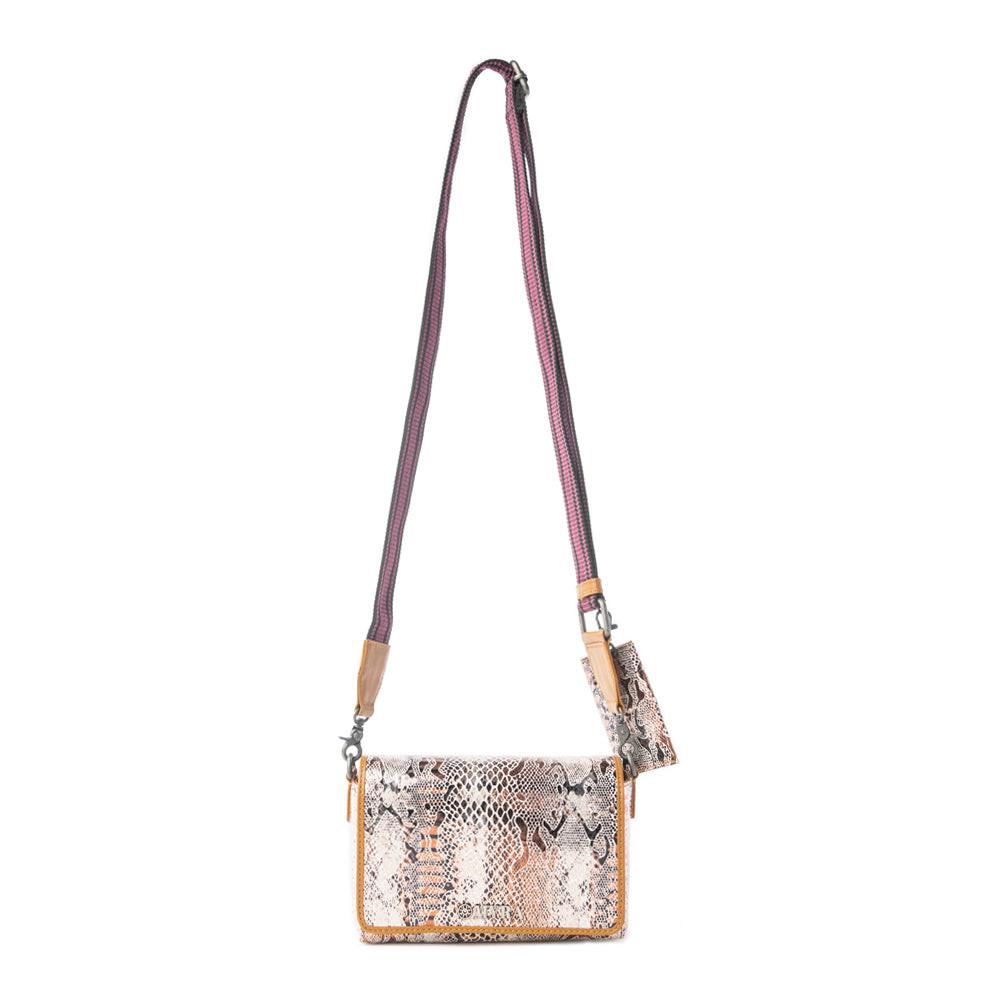 Myra Elysian Charm Leather Shoulder Bag in Onyx Snake Print