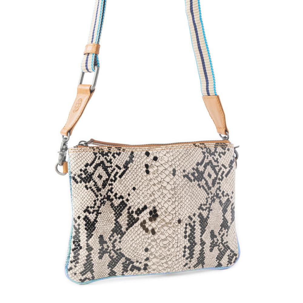 Myra Eden Mirage Leather Bag in Ivory Snake Print