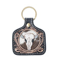 Myra Dusthorn Relic Handtooled Leather Keyfob in Wood Brown