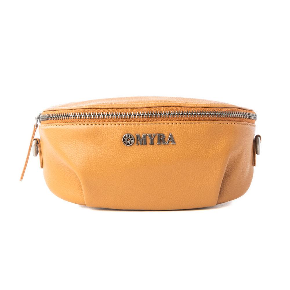 Myra Compass Mesa Leather Fanny Pack in Honey Cloud
