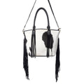 Myra High Plains Hairon Leather Concealed Fringe Carry Bag in Ebony Bone
