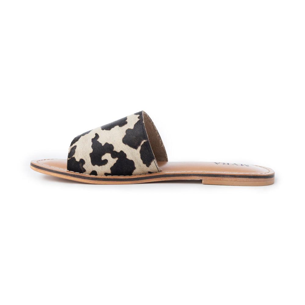 Myra Mojave Herd Hairon Leather Sandals in Creamhide White