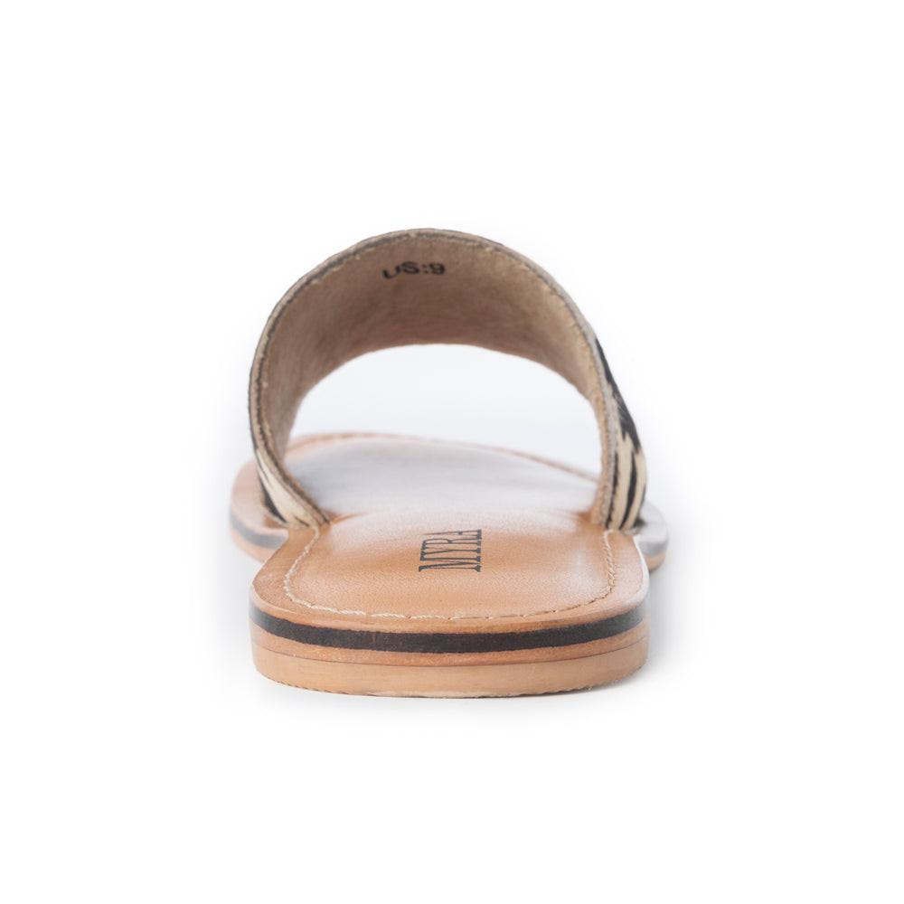 Myra Mojave Herd Hairon Leather Sandals in Creamhide White
