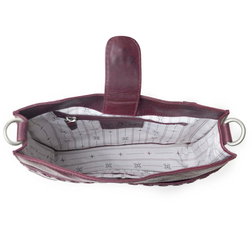 Myra Zidana Mirelle Woven Veg Tanned Leather Sling Bag in Mulberry Shine