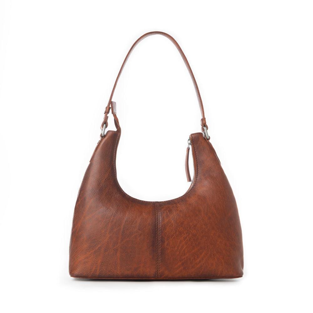 Myra Zidana Winchester Loop Veg Tanned Leather Shoulder Bag in Maple Glaze