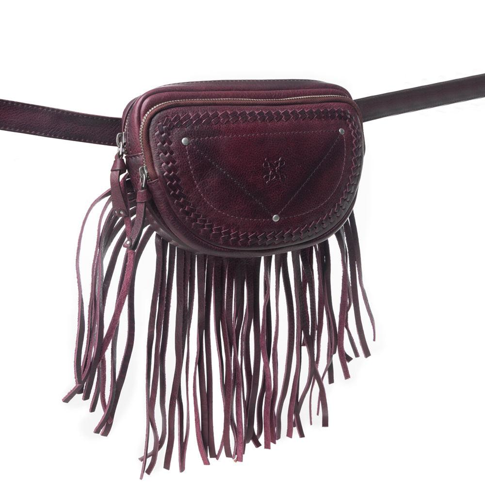 Myra Zidana Stormy Trails Fringed Veg Tanned Leather Bag in Raven Dusk