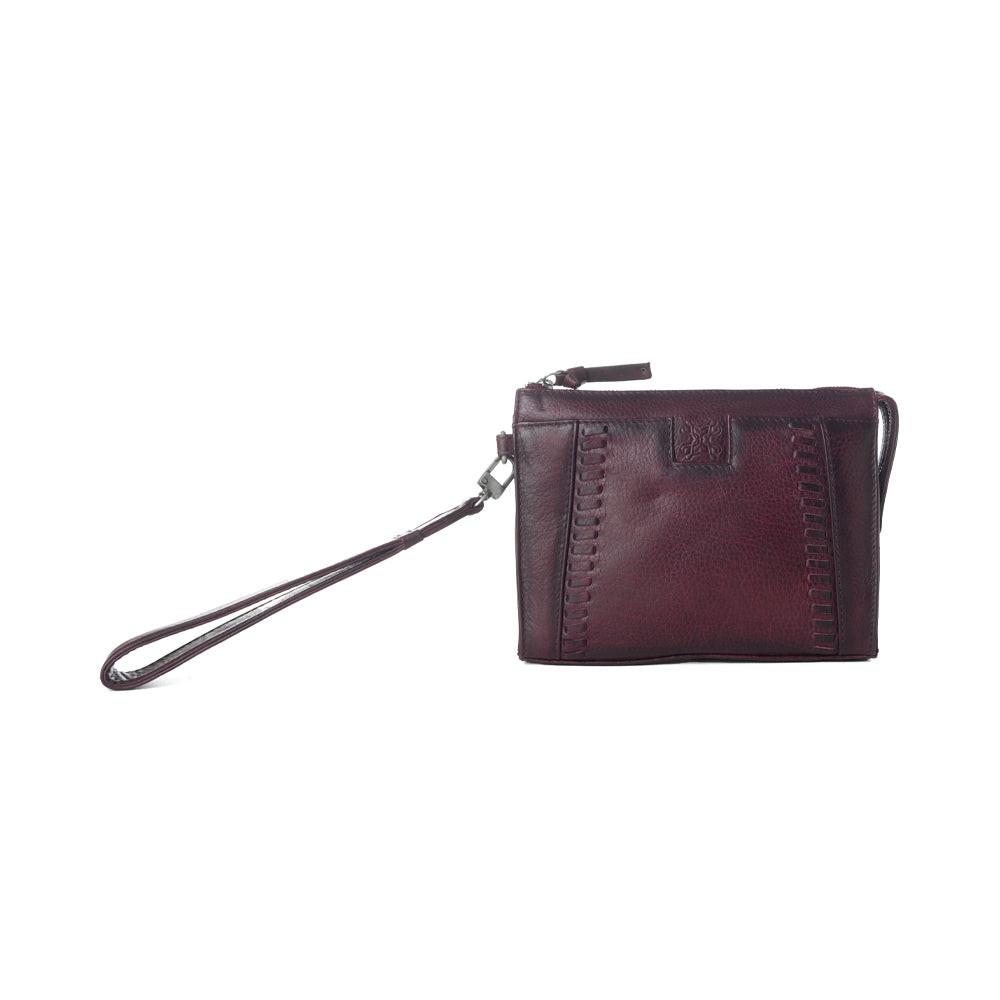 Myra Zidana Bandera Ridge Veg Tanned Leather Wristlet in Dusty Rose
