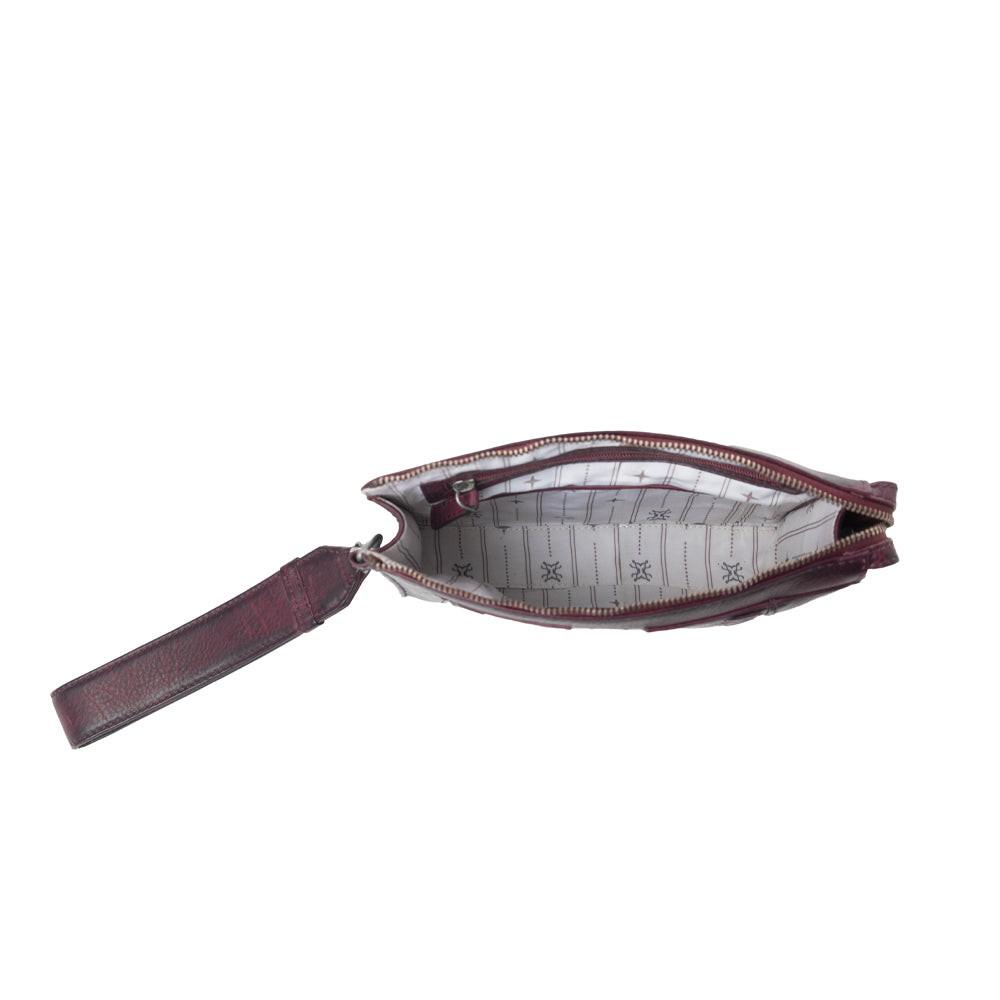 Myra Zidana Bandera Ridge Veg Tanned Leather Wristlet in Dusty Rose