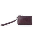 Myra Zidana Ethel Mini Veg Tanned Leather Wristlet in Rosa Maroon