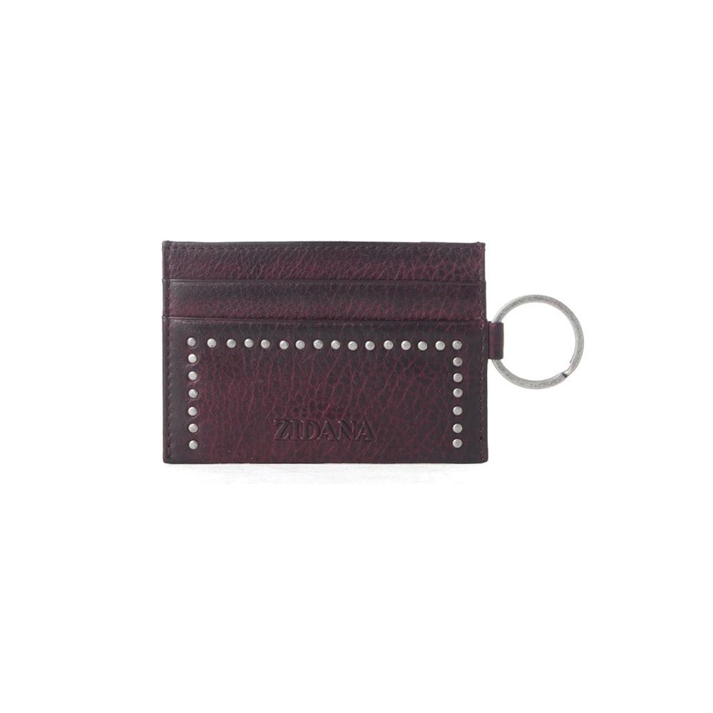 Myra Zidana Steelhoof Studded Veg Tanned Leather Wallet in Sienna Plum