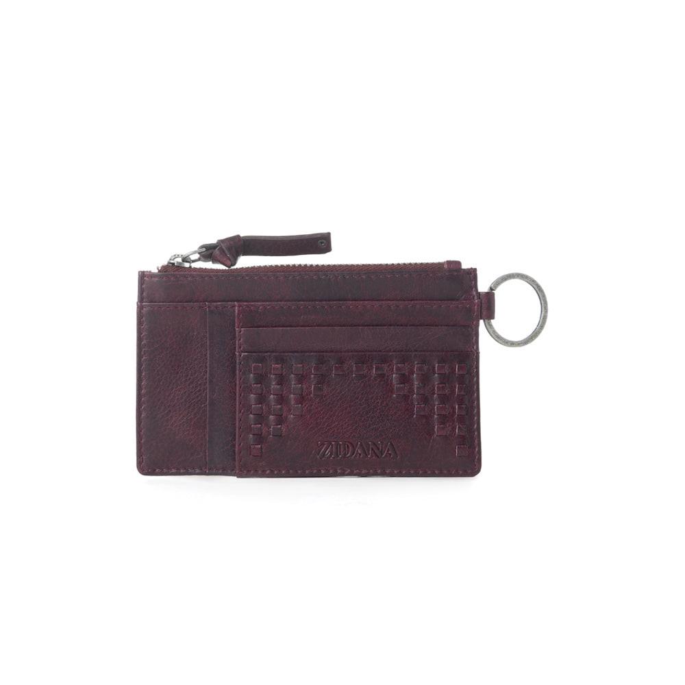 Myra Zidana Vino Braided Veg Tanned Leather Wallet in Noir Rouge